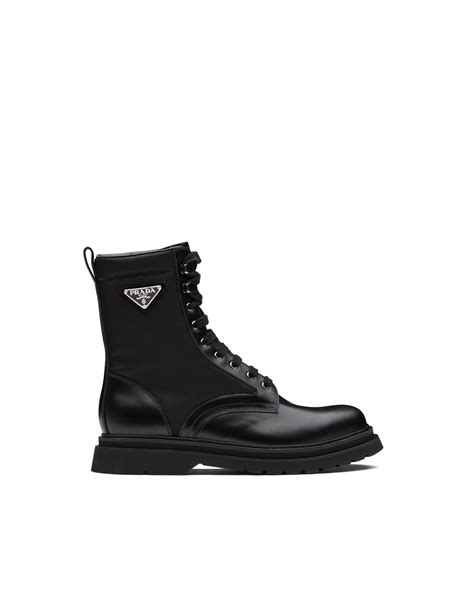 prada patent leather combat boots|prada brushed leather ankle boots.